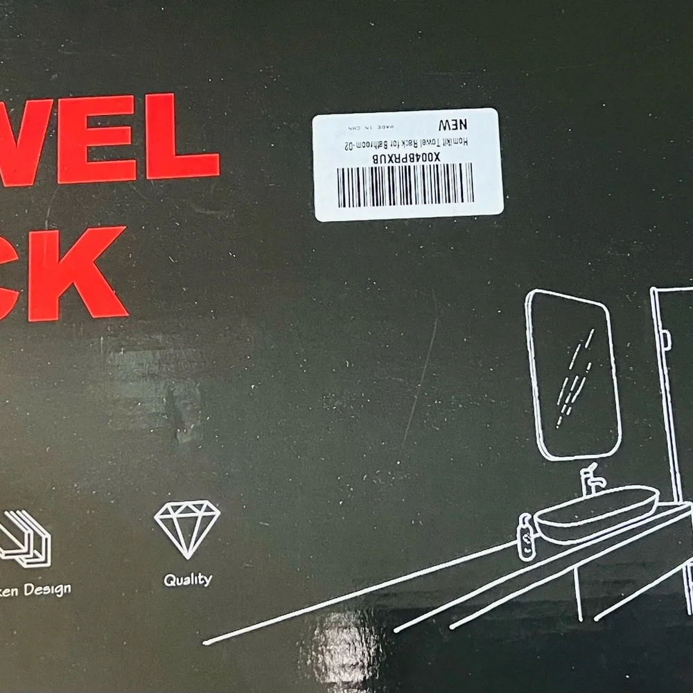 Black Metal Wall-Mounted Towel Rack